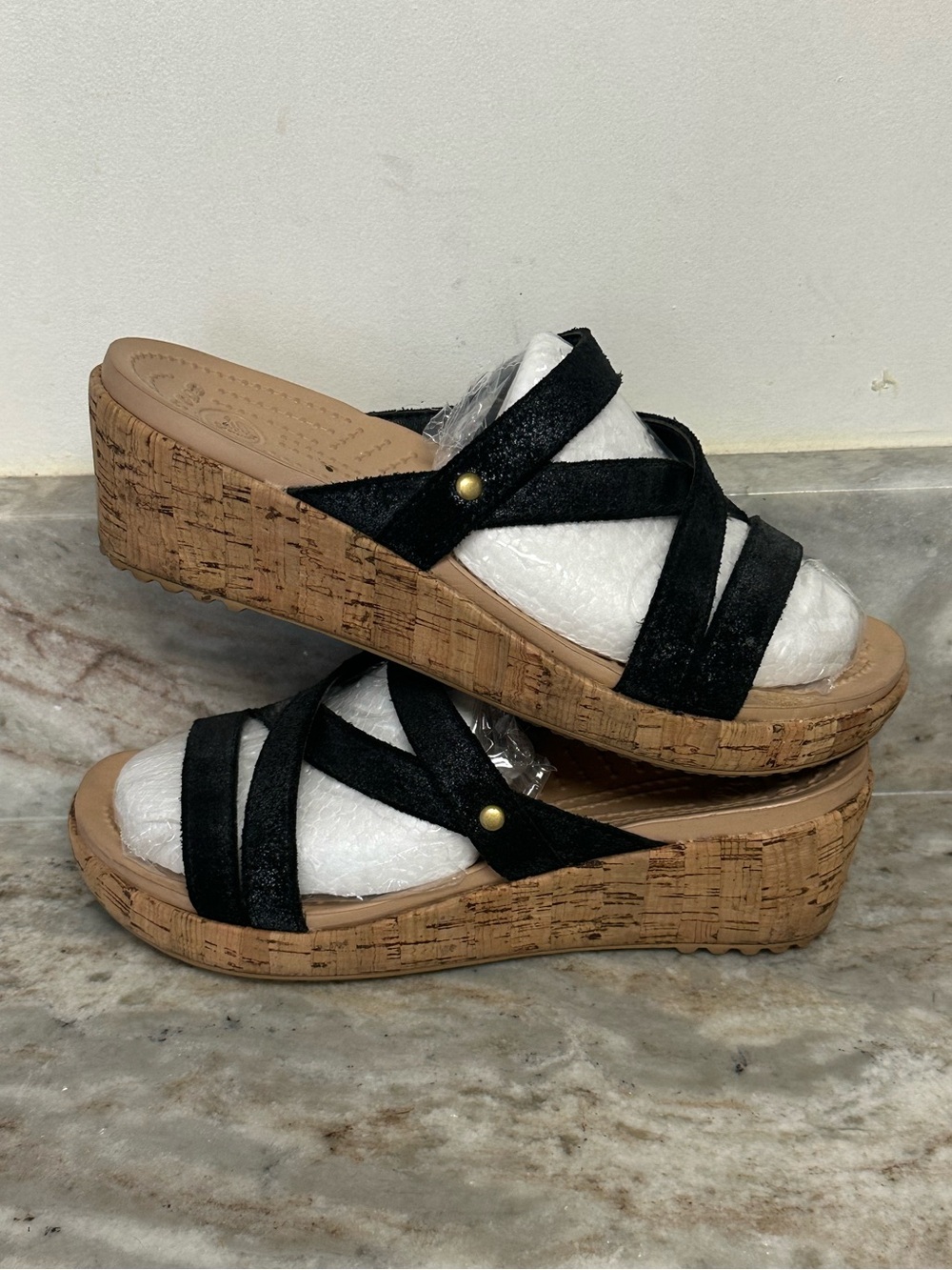 Crocs A-Leigh Strappy Cork Wedge Sandal - Picture 5 of 8